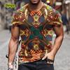 Summer New Summer 3D Abstract Print Short Sleeve T-shirt Oversized Men's Casual Creativity T-shirt Loose Top Casua