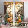 2pcs,2D Plane Printing Curtain Fabric Fall Animal Party Versatile Durable Polyester (without Rod) Gifts Use for Bedroom, Living