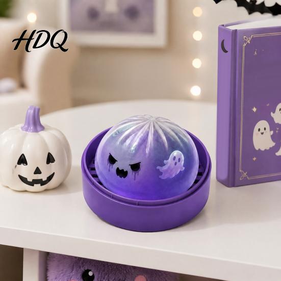 Anxiety Relief Sensory Toys 1/2/3Pcs Purple Ghost Dumpling Squeeze Toy, Halloween Steamed Bun Toy Stress Clear Ball Fidget Decompression