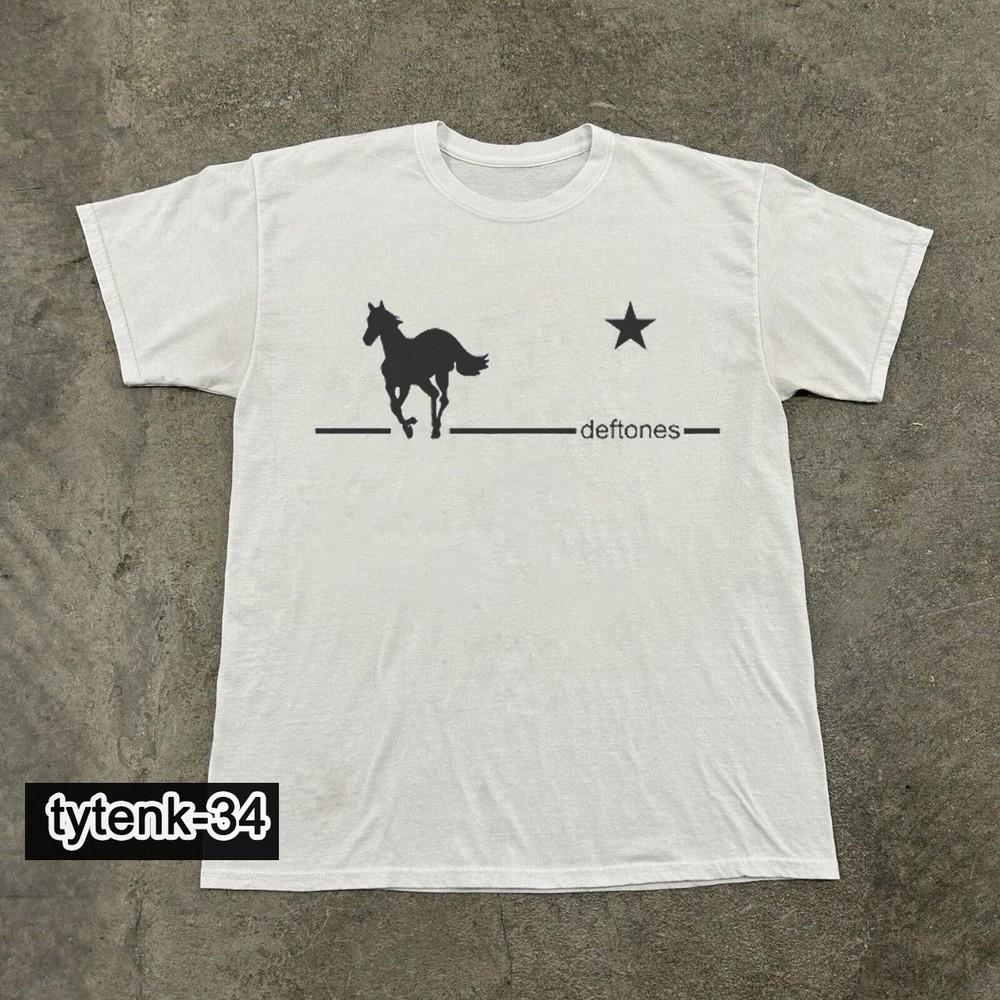 Hot Deftones White Pony T-shirt Unisex White Cotton T-shirt Size S-5XL