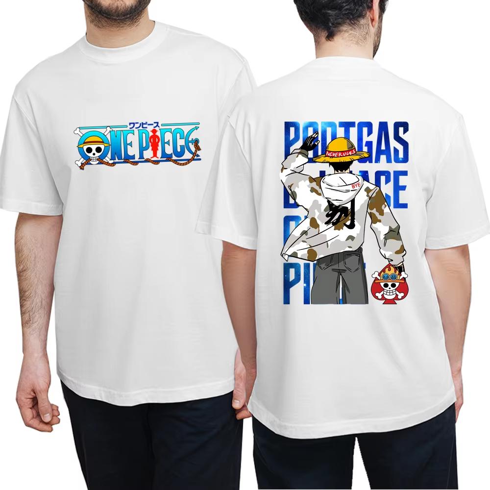 2025 ONE PIECE Анимационный крой Забавная печать Летняя мужская и женская футболка из чистого хлопка Уличная повседневная Удобная трендовая футболка
