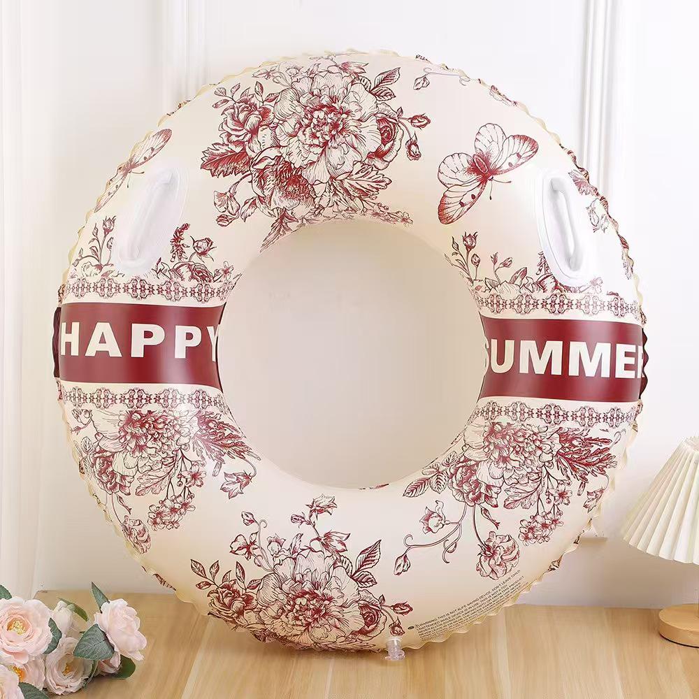 Inflatable Sequined Swim Ring with Handles and Double Airbags for Water Park Rafting