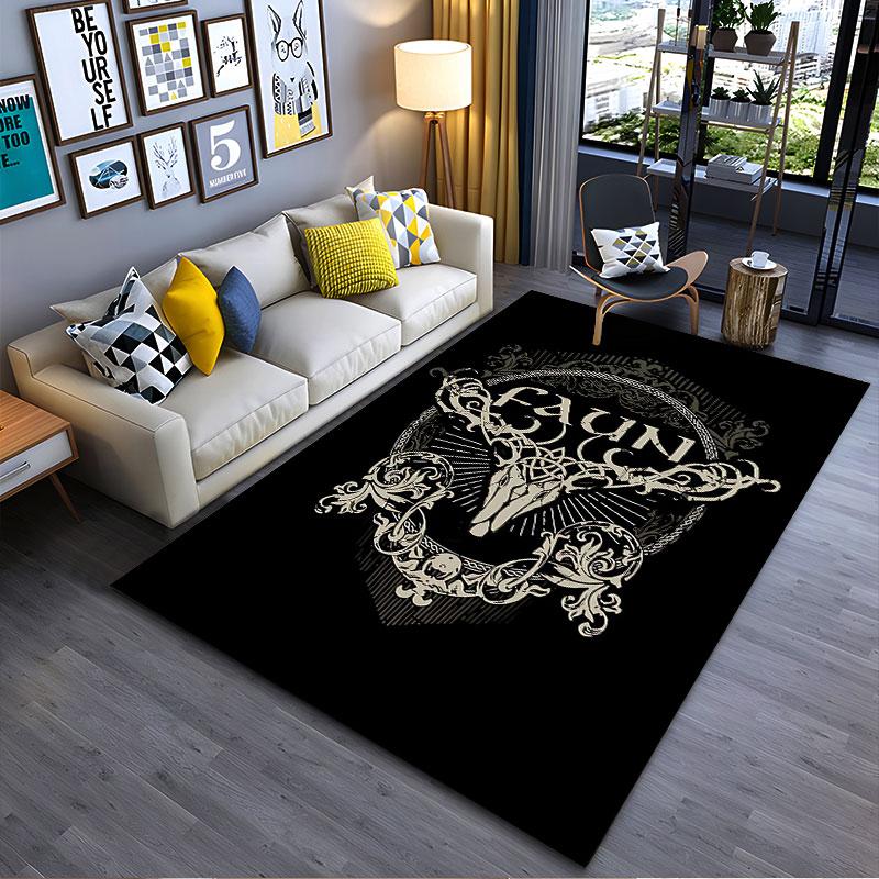 Gothic Deer Skull Art Carpet suitable as a non-slip mat for the living room or bedroom sofa