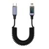 2026 New PD 100W Spring Data Cable with LED Digital Display Right-Angle/Elbow Type C Fast Charging Cable