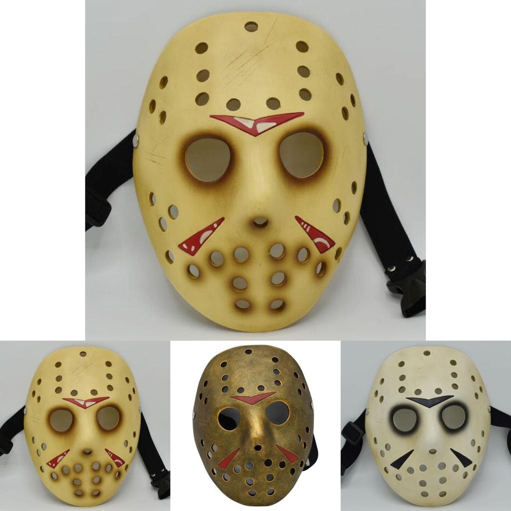 Яркая маска на Хэллоуин для вечеринок с уникальным дизайном Джейсона в желтых и медных тонах