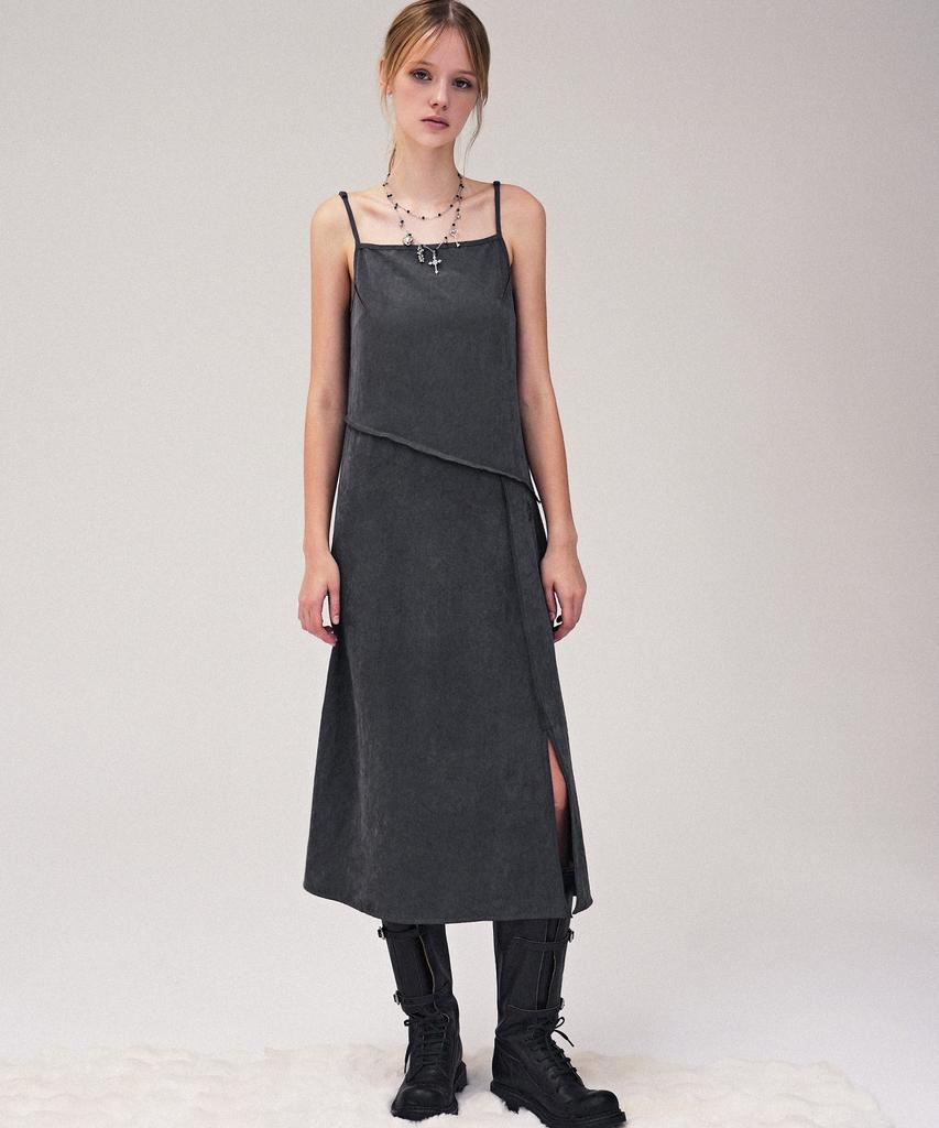 Urban Dress Diagonal Line Sleeveless Dress Black