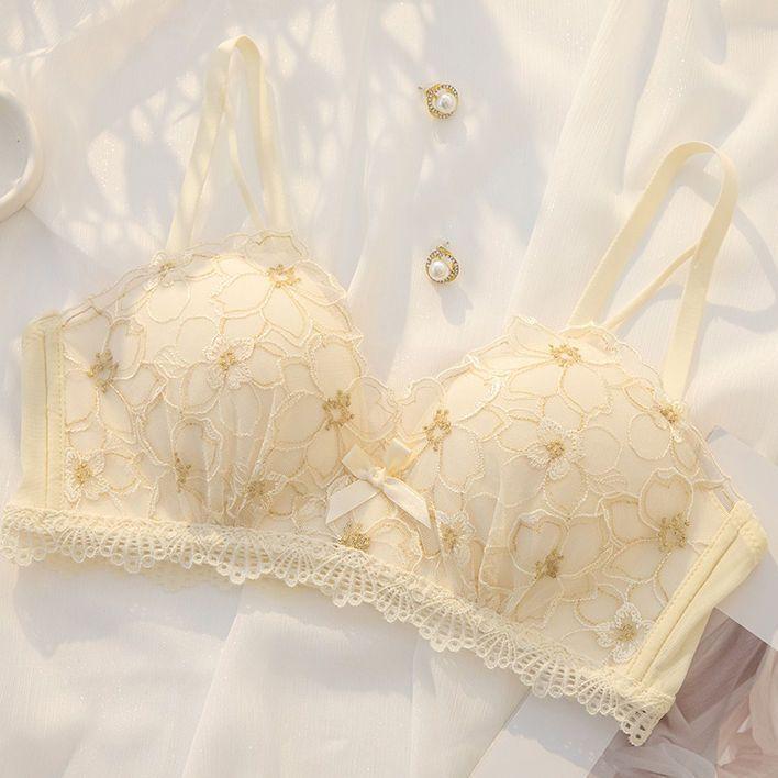 Бюстгальтеры для большой груди Цветочные кружевные Пуш-ап бюстгальтеры для женщин Регулируемое беспроводное нижнее белье Женское нижнее белье Модные милые бюстгальтеры для девушек