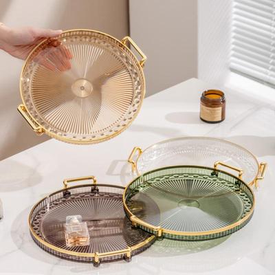 Высококачественный акриловый поднос с золотой окантовкой для чая, косметики и стаканов с водой