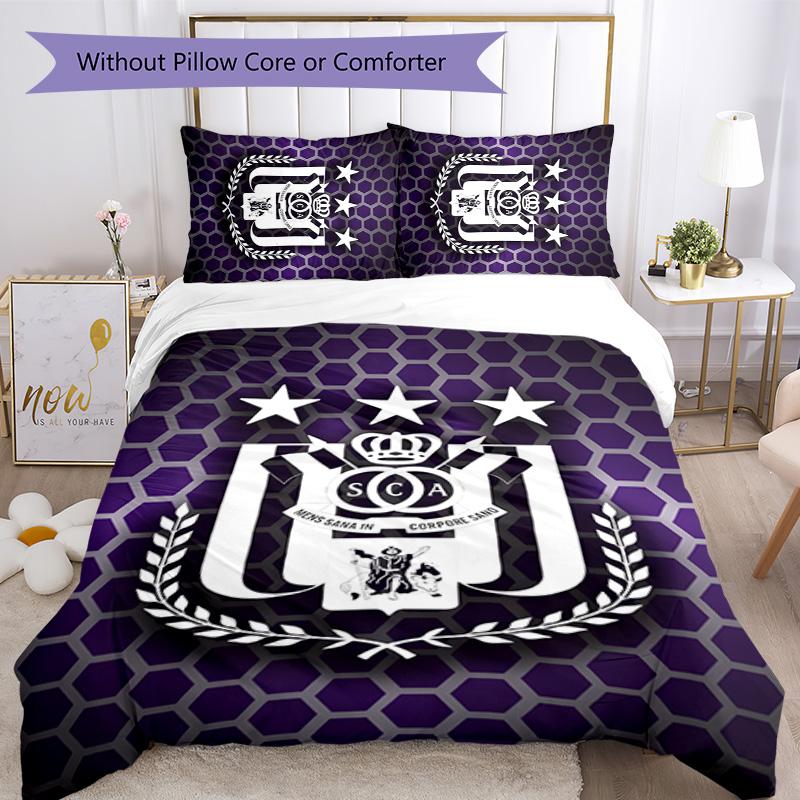 3pcs Anderlecht Design Cover Set - HD Printed Bedding with 1 Cover and 2 Pillowcases - Perfect for Home and Dorm Decor