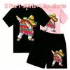 Fashion Cartoon Characters with Cool Stylish Designs Print Outdoor Street Kids T-shirt and Shorts Summer Home Casual Outfit Boy and Girl's Sports Set