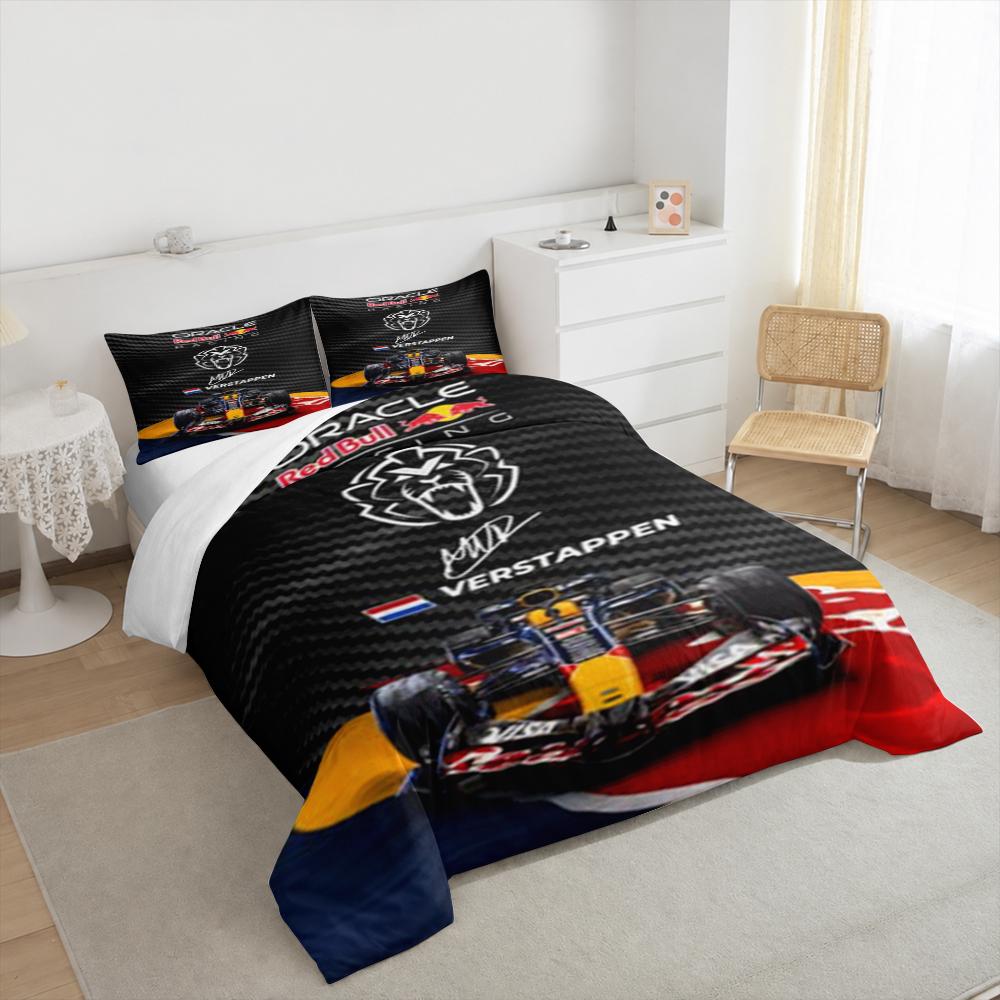 Oracle Red Bull Racing F1 Car Bedding set (1 duvet cover, 2 pillowcases, duvet not included), Verstappen Number 1 Carbon Fiber Poster Art Print