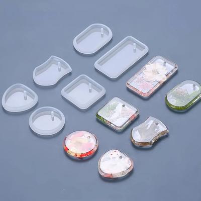 6 шт./1 набор-Силиконовая форма для подвески DIY Овальная Квадратная Кристалл Драгоценный камень Форма Ожерелье Брелок Подвеска для серег Форма Эпоксидная форма
