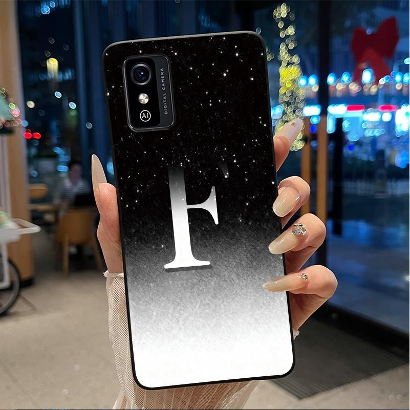 Anti-scratch Case For ZTE Blade L9 Silicone Black Soft Initial Letter With Flower Shiny Starry Sky Pattern Protective Back Case