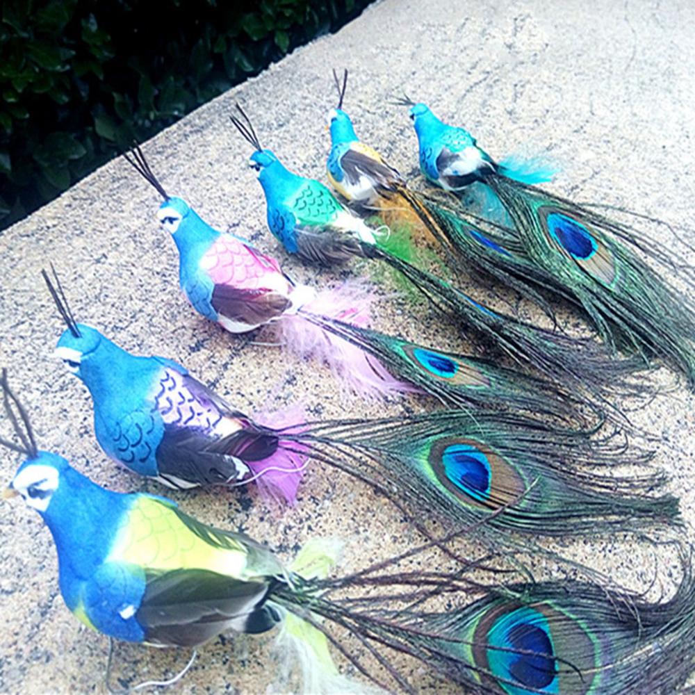 Мини-декор для комнаты Дом Сад Свадьба Перья Искусственные птицы Имитация птицы Искусственный павлин