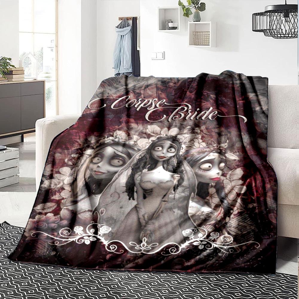 Corpse Bride Print Flannel Blanket High Quality Warm Comfortable Cover for All Seasons Perfect for Gifts Home Decor