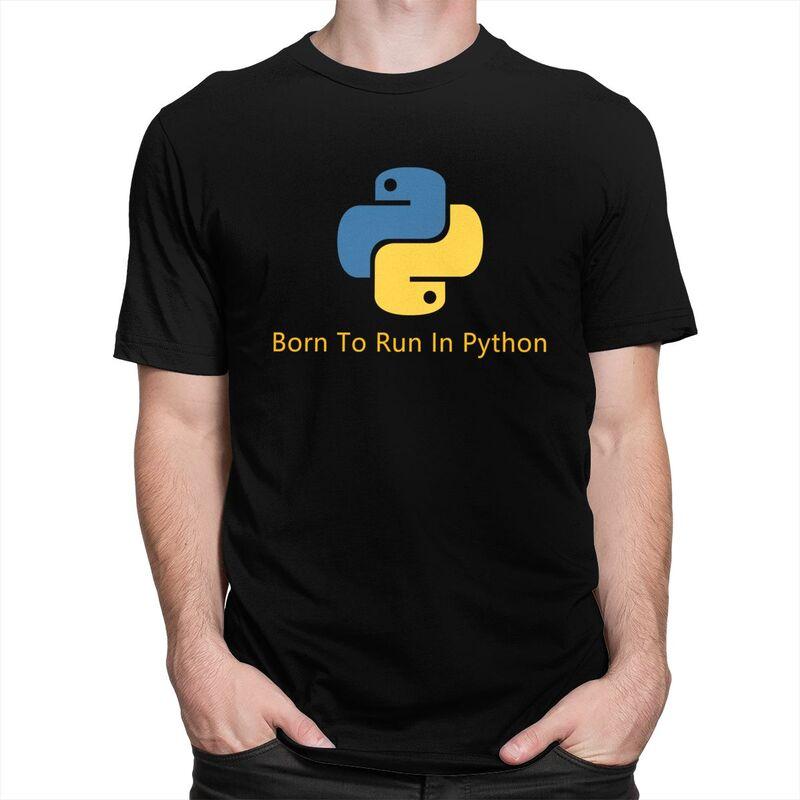 Мужская футболка с принтом "Born To Run In Python", короткий рукав, повседневная, для программиста, разработчика ПО, 100% хлопок