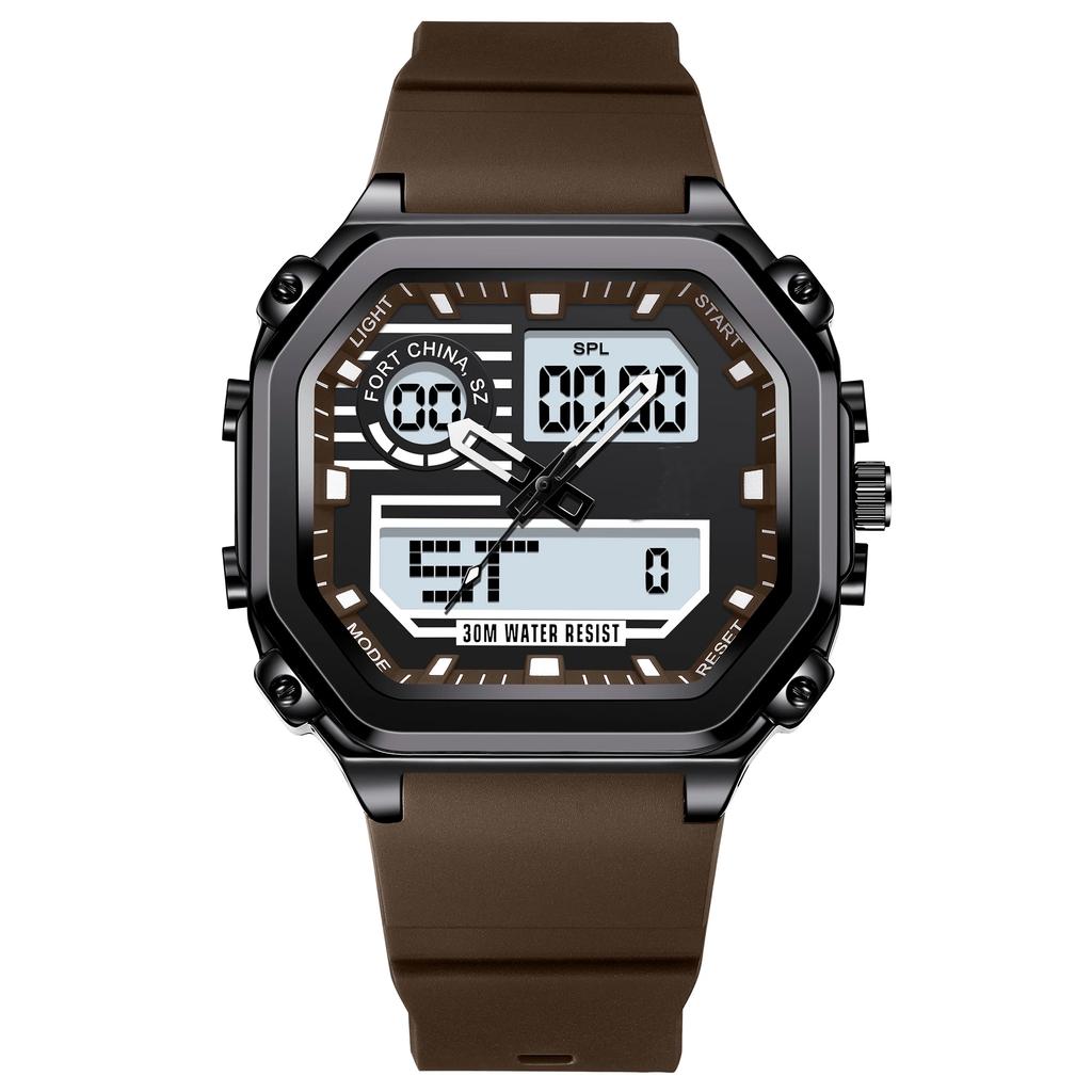 Спортивные квадратные мужские часы Водонепроницаемые Светодиодные светящиеся Неделя Дата Наручные часы Силиконовый ремешок Электронные кварцевые часы