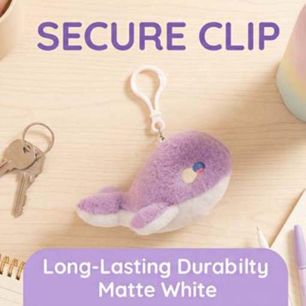 Fluffy Soft Whale  Plush Doll Metal Ring Whale Plush Key Ring Fashion Whale Plush Pendant  Handbag