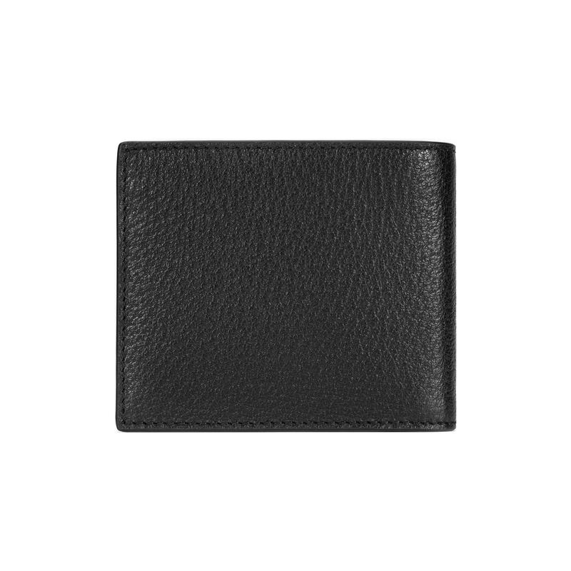 Gucci Striped Web Detail Short Bifold Leather Wallet Men's Black