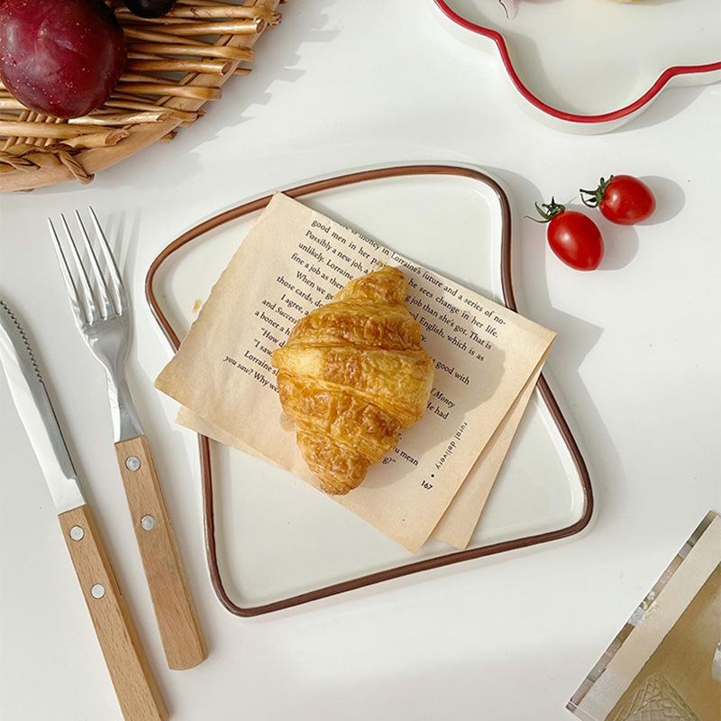 Креативная керамическая тарелка для завтрака в форме хлеба, блюда для тостов, салата, фруктов, поднос для закусок, бытовая посуда для ужина
