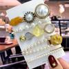 5Pcs/Set Fashion Smiley Pearl Hair Clip For Women Girl Geometric Acetate Barrettes Hairpin Headwear Hair Accessories  Trendy