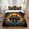 3pcs Flaming Tiger Amidst Waves Pattern Bedding Set, 1* Cover + 2*Pillowcases, Printed Bedding Set, Soft and Comfortable, Suitable for Bedroom an