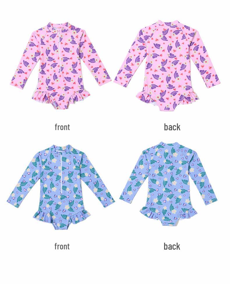 2025 Новый Стиль Милый Слитный Купальник для Девочек: Солнцезащитная одежда для плавания для детей и младенцев