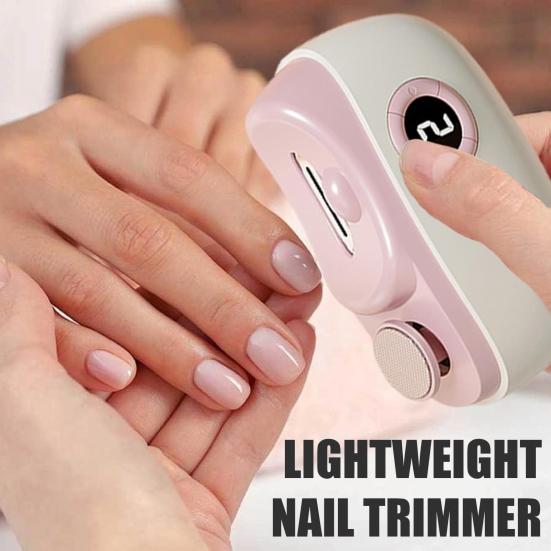 Electric Nail Clipper Polisher with LED Light 3-Speed Rechargeable 2-In-1 Automatic Fingernail File Baby Kids Adults Seniors Manicure Trimmer