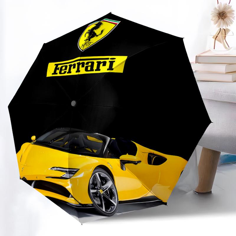 Складной зонт с принтом логотипа F-F-Ferrari, для улицы, отдыха и путешествий, прочная ткань зонта, подарок на день рождения и праздник