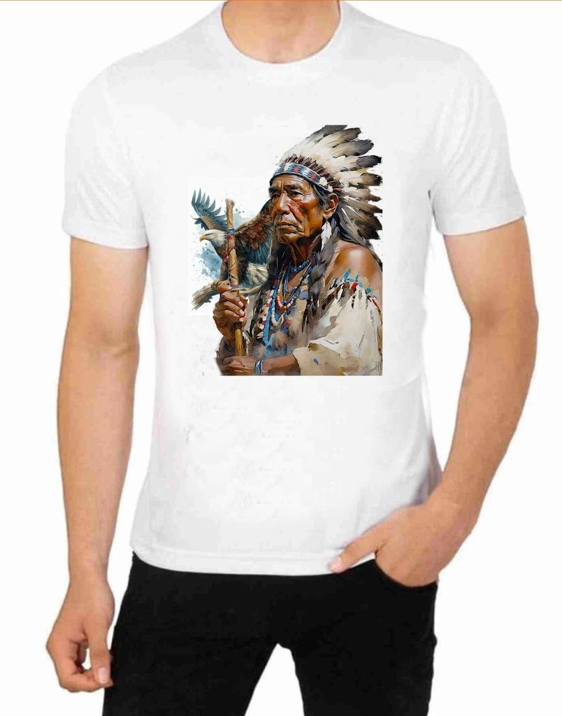 Chief Eagle Feather Native American Indian Art T-Shirt Art Vintage Prints
