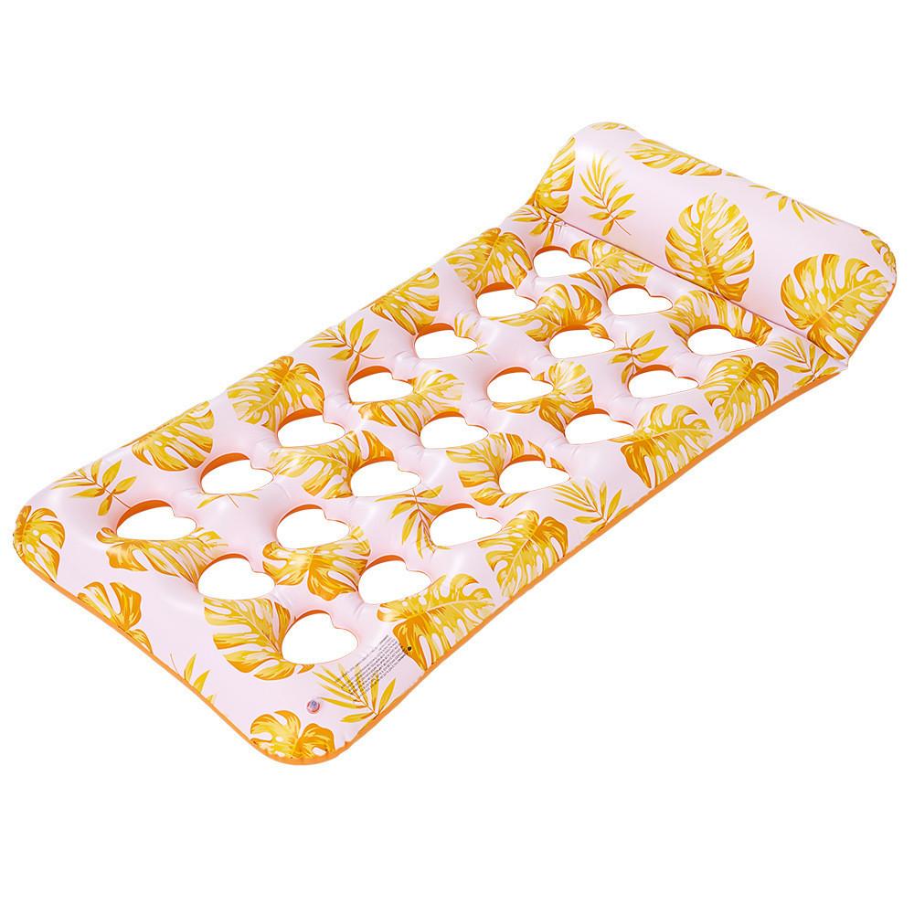 Экологичный ПВХ Сяо Лу Трансграничный Ins Надувной Водный Плавучий Круг Взрослый Кленовый Лист Водный Шезлонг Утолщенная Плавучая Кровать Водная Вечеринка Синий