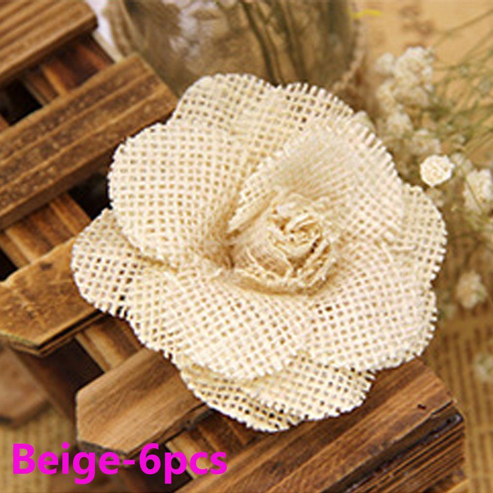 Fashion Home Decor Rose Heads Jute Burlap Natural Hessian Handmade Flowers Retro Wedding Decoration