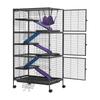 VEVOR Metal Small Animal Cage 149 cm 6-Tier Rolling Ferret Cage On Wheels, 13.97 mm Wire Spacing Large Cages with Hammock, Ramps