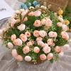 Artificial Tea Rose Easy Care Never Fade Realistic No Watering DIY 15 Heads Artificial Camellia Faux Silk Flower Wedding Decoration Floral Arrangement