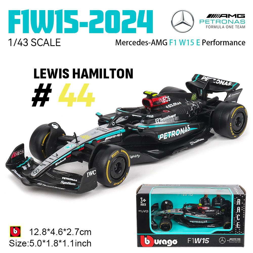 Bburago 1:43 Mercedes-AMG Petronas F1 Команда W15 2024 № 44 Хэмилтон № 63 Джордж Расселл модель из литого сплава