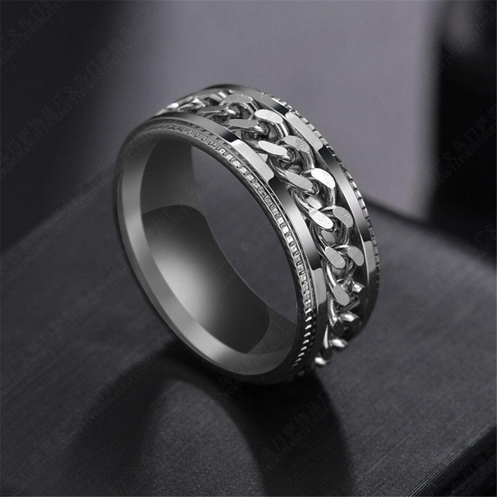 Spinner Rotating Punk For Teens Korean Finger Rings Men Rings Twist Chain Women Anxiety Rings