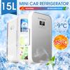 DC12-24V/AC220V Home/Car Auto Refrigerator Dual Core Freeze Heating Food Fruit Storage Fridge Cooler 55W for Home Travel Camping 15L