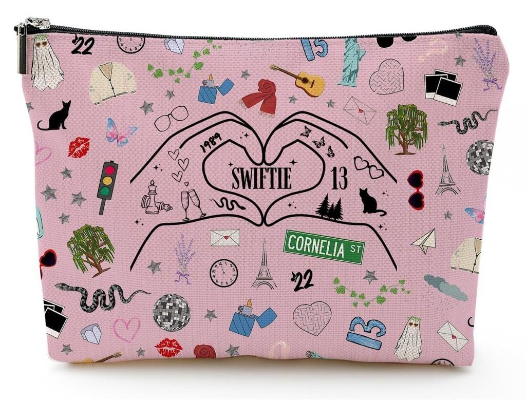 Розовая льняная косметичка с алфавитом, дизайн с бантом, многофункциональный чехол для хранения, на молнии