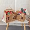 Plastic Wicker Picnics Basket with Handle Elegant House Shaped Rattan Suitcase Stylish Christmas Gift Packaging Box