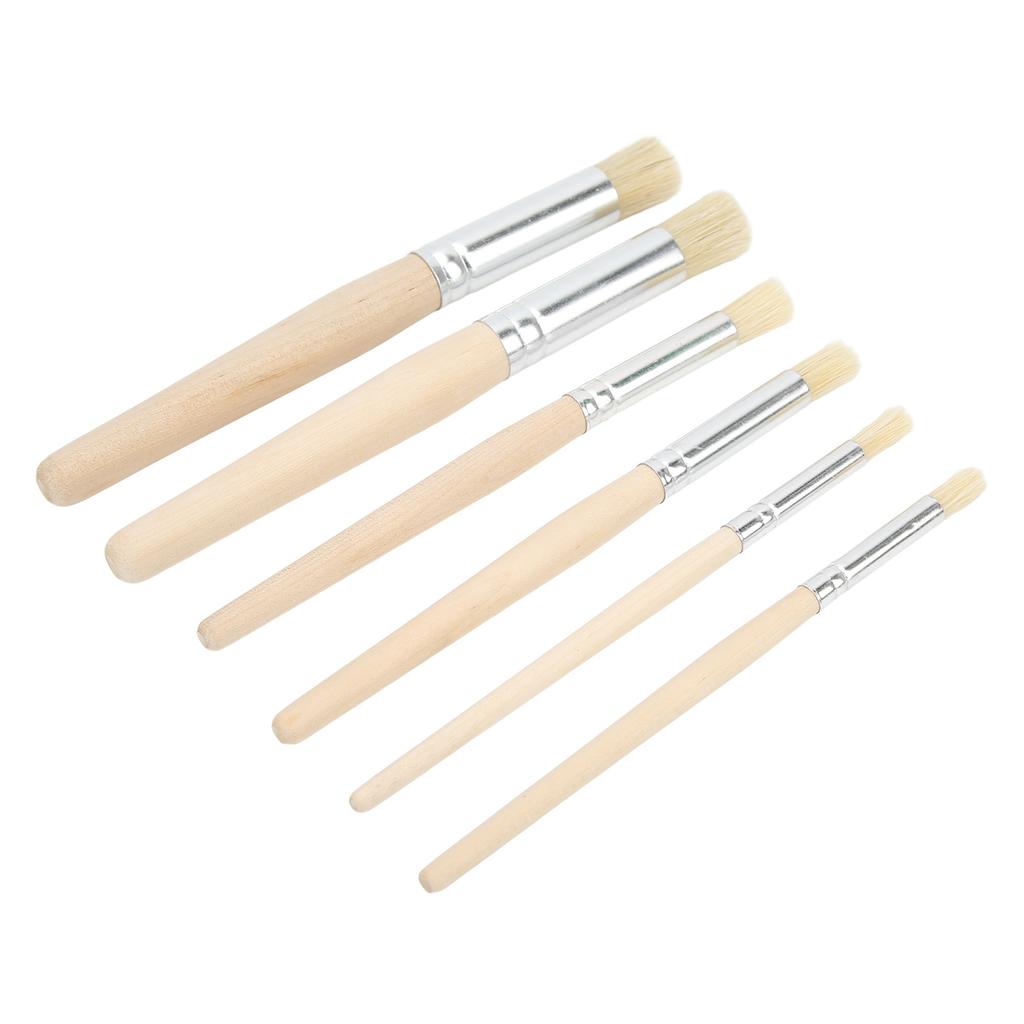6 шт. деревянные трафаретные кисти, эргономичный набор трафаретных кистей, кисти из щетины для рисования акварелью