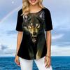 Women Plus Size Ladies Tee Short Sleeve T Shirts Colorful Tiger 3d Print Loose Casual Tops Female Irregular Summer Clothes