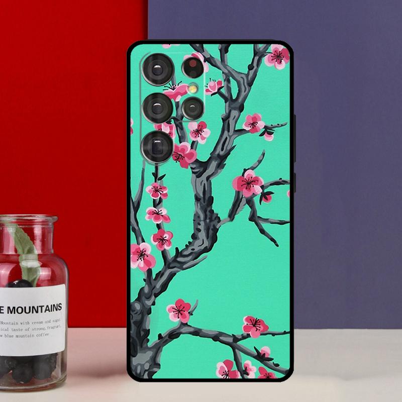 Цветочный чехол с вишневым цветением для Samsung Galaxy S25 Ultra S9 S10 S20 S21 FE S22 S23 Plus S24 Ultra