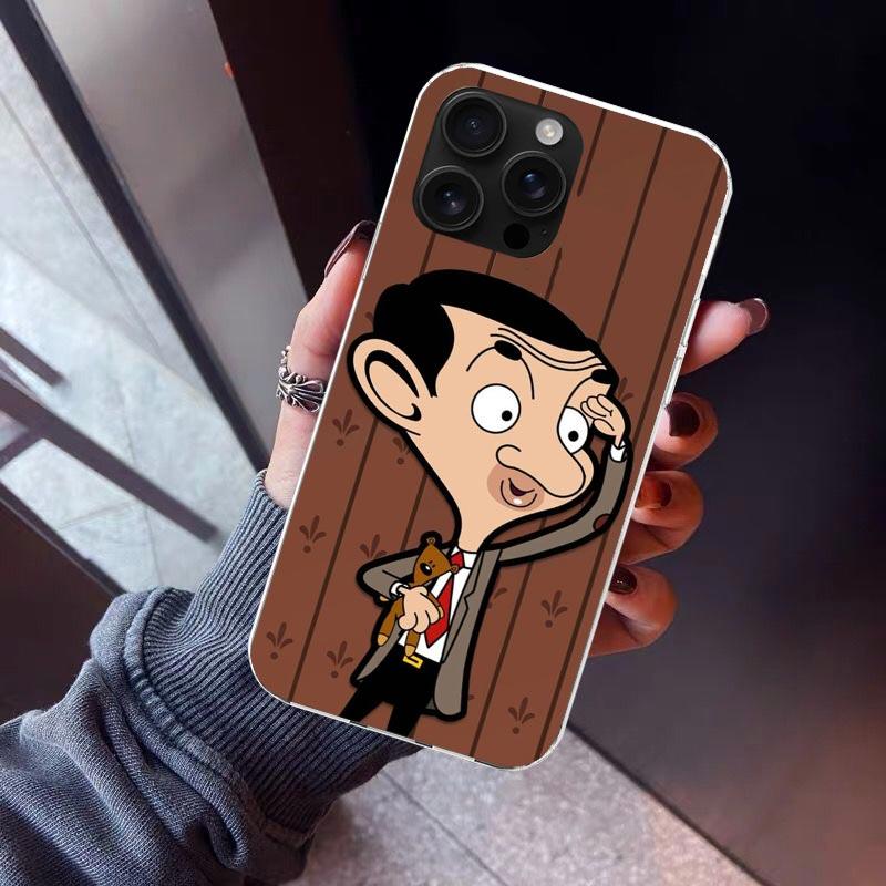 Mr Bean Cartoon Phone Case For iPhone 17 Air 16 15 Pro Max 14 Plus 13 Mini 12 11 Cover 7 8 SE Silicone Shell Print Fundas 17 Air