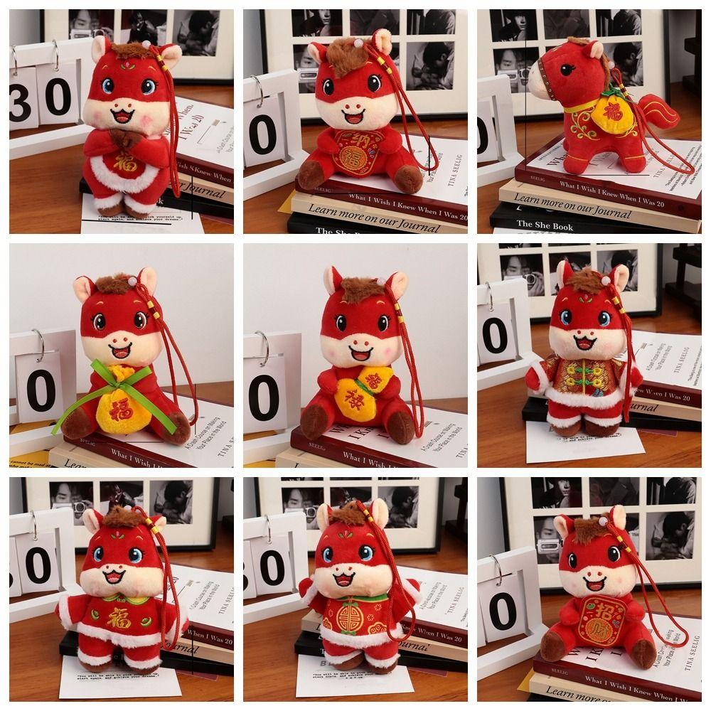 Red Chinese Zodiac Horse Doll Cartoon Mascot Traditional Pony Plush Doll  New Year