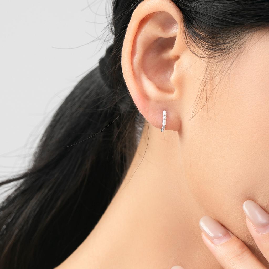 Dazzling Tiny Ear Buckles for Women Fine Jewelry Summer Design 925 Sterling Silver Small Trendy Colorful Enamel Hoop Earrings
