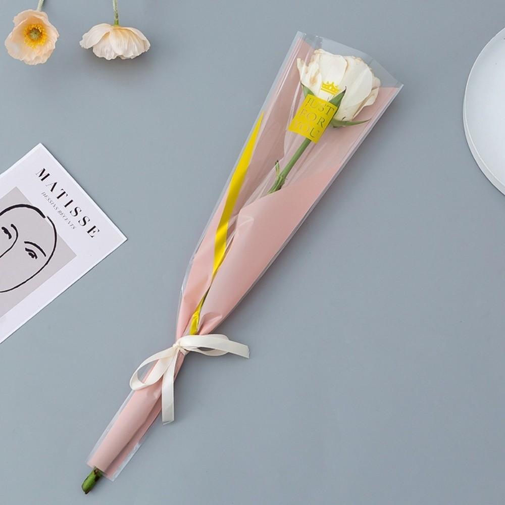 50 шт. DIY Пакет для упаковки цветов-корон Одноразовый водонепроницаемый пакет для упаковки цветов Прозрачные рукава для одной розы День Матери