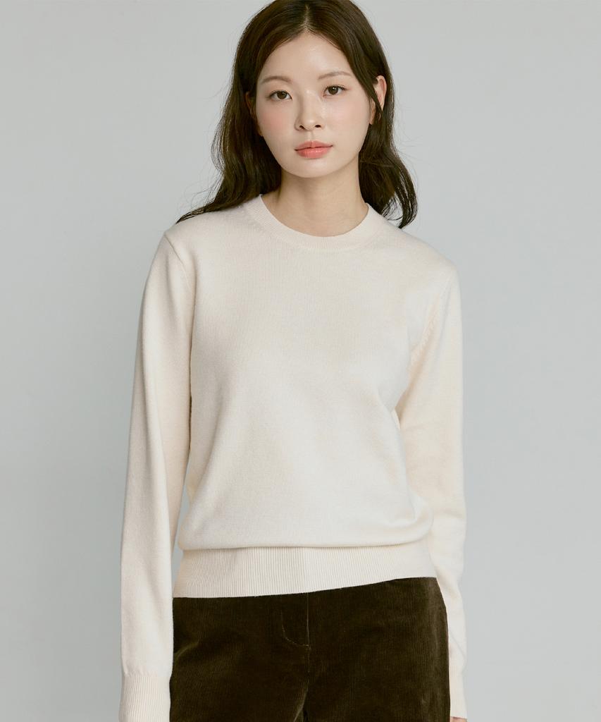 210EDIT Unisex Soft Knit Round Neck [Cream]_Zz4Sw070