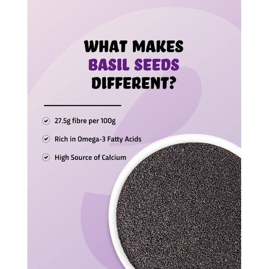 True Elements Семена базилика 500 г - Семена сабджи | Семена тукмарии | Семена для еды | Семена фалуды | Победите жару с семенами сабджи