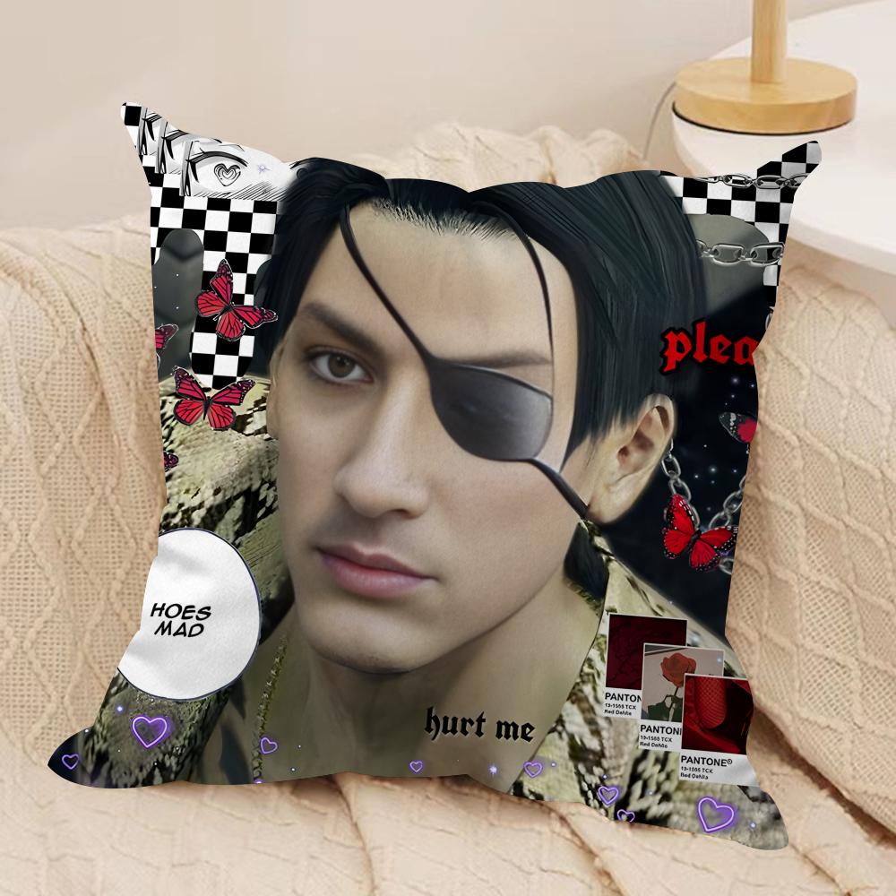 Love GGoro Majima YYakuza Cushion Cover Silky Short Plush Invisible Zipper Dustproof Sofa Pillow Case For Home Decor