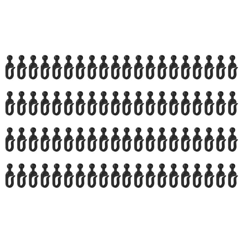 Set Of 100 Black Plastic Pergolas Hooks Unseamed Curtain Attachment Durable Construction For Outdoors Living Spaces And Decks